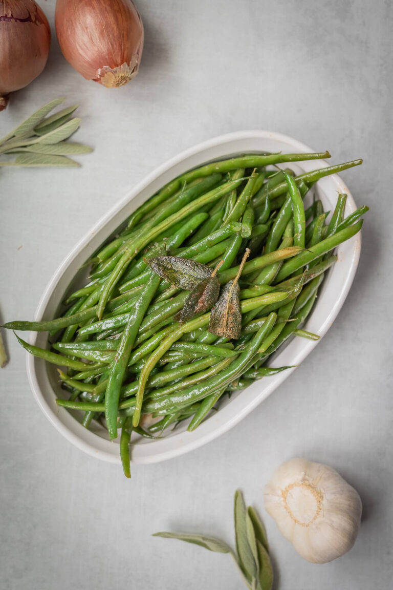 brown butter green beans with sage