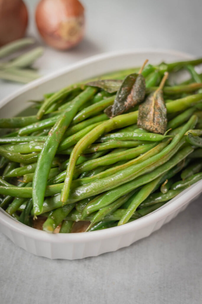 brown butter green beans with sage