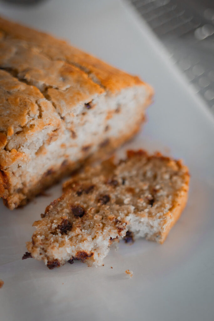 close up view of gluten free banana bread