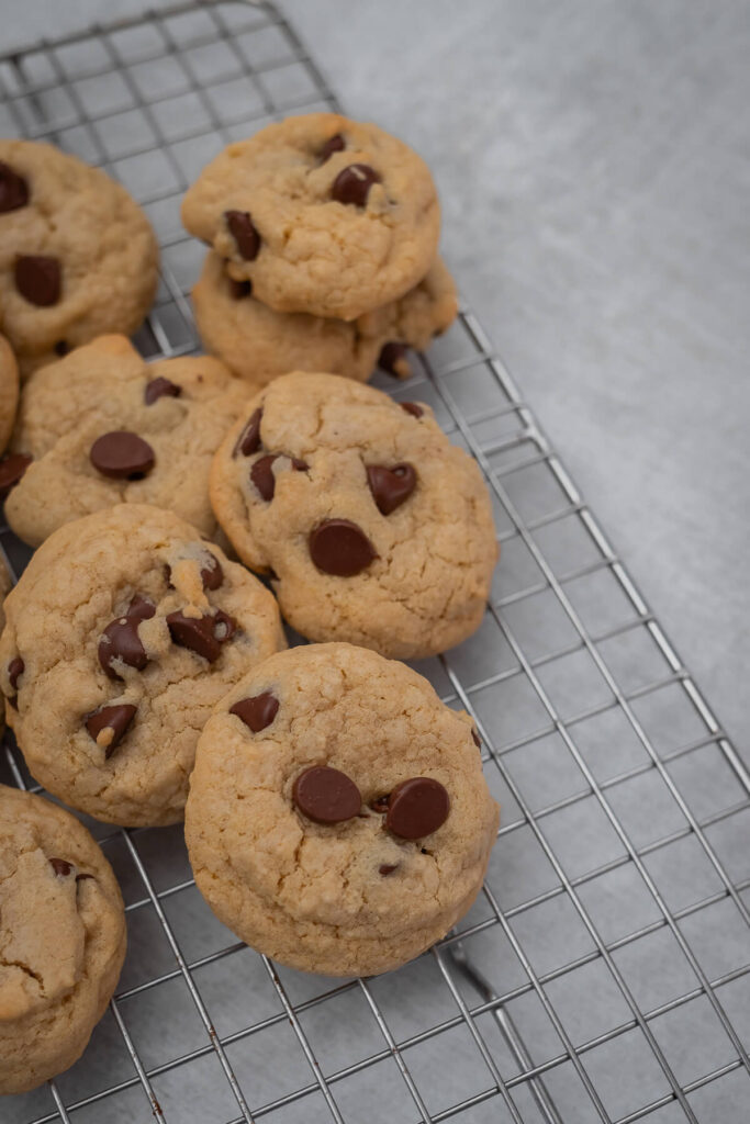 close up of gluten free chocolate chip cookies