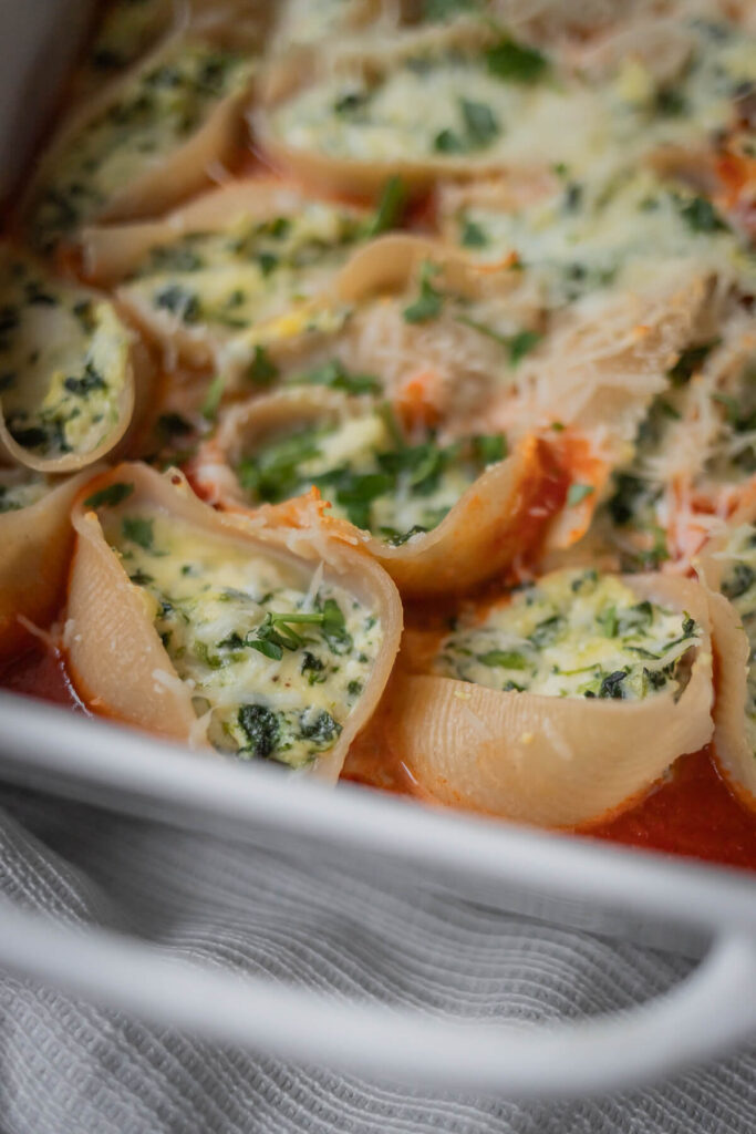 close up of gluten free stuffed shells