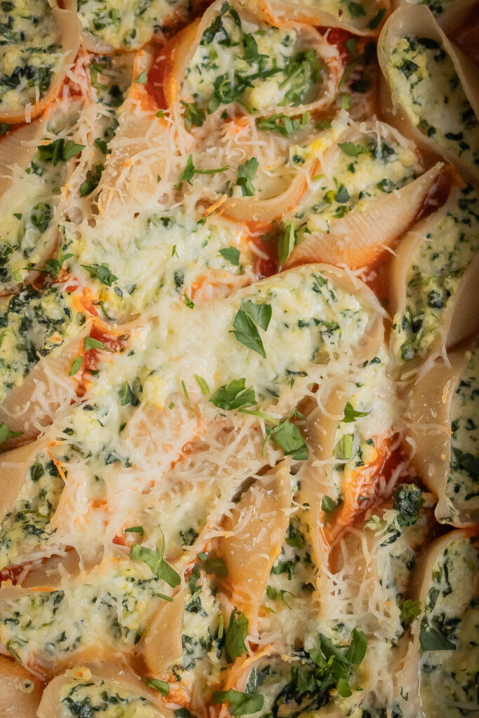 close up of gluten free stuffed shells