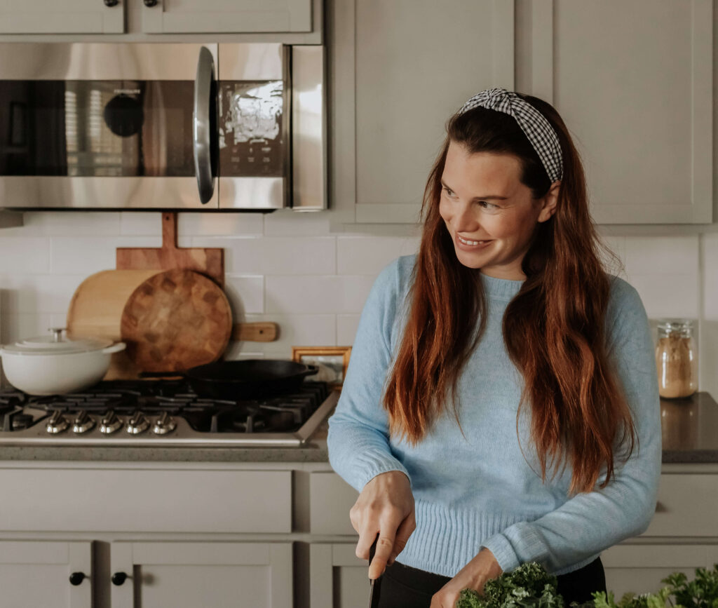 photo of karen in her kitchen